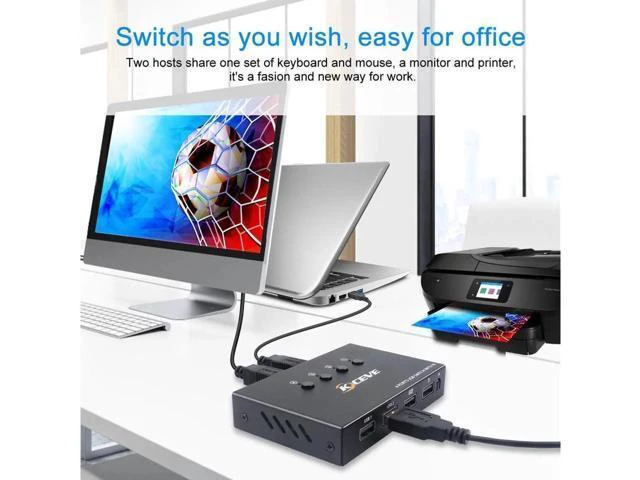 Alt view image 4 of 7 - USB 2.0 KVM Switch Splitter Box 4 in 4 Out USB KVM Switch, 4 PCs Sharing 4 USB D