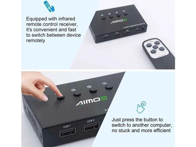 Alt view image 5 of 7 - USB 2.0 KVM Switch Splitter Box 4 in 4 Out USB KVM Switch, 4 PCs Sharing 4 USB D