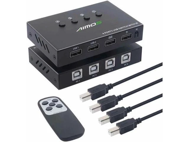 Alt view image 3 of 7 - USB 2.0 KVM Switch Splitter Box 4 in 4 Out USB KVM Switch, 4 PCs Sharing 4 USB D