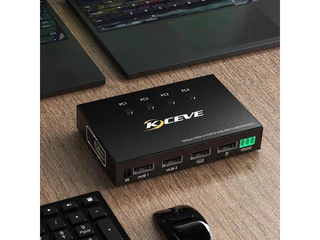 Alt view image 3 of 6 - 4 Ports KVM Switch HD 4K Scanner USB KVM Switch 4 In 1 Out Shared Keyboard Mouse
