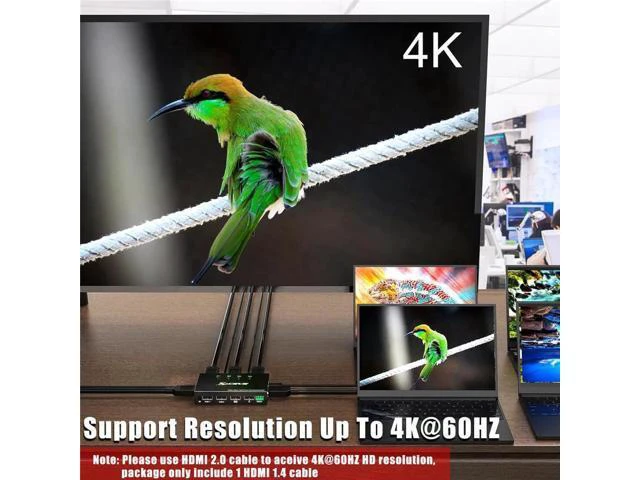 Alt view image 4 of 6 - 4 Ports KVM Switch HD 4K Scanner USB KVM Switch 4 In 1 Out Shared Keyboard Mouse