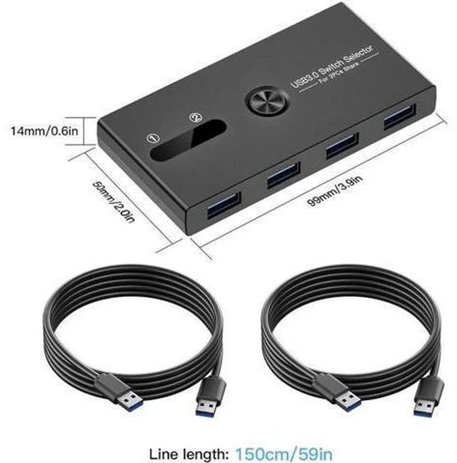 Alt view image 3 of 6 - USB 3.0 Switch 2 in 4 Out KVM Docking Station Printer Sharing Device Monitor Ada
