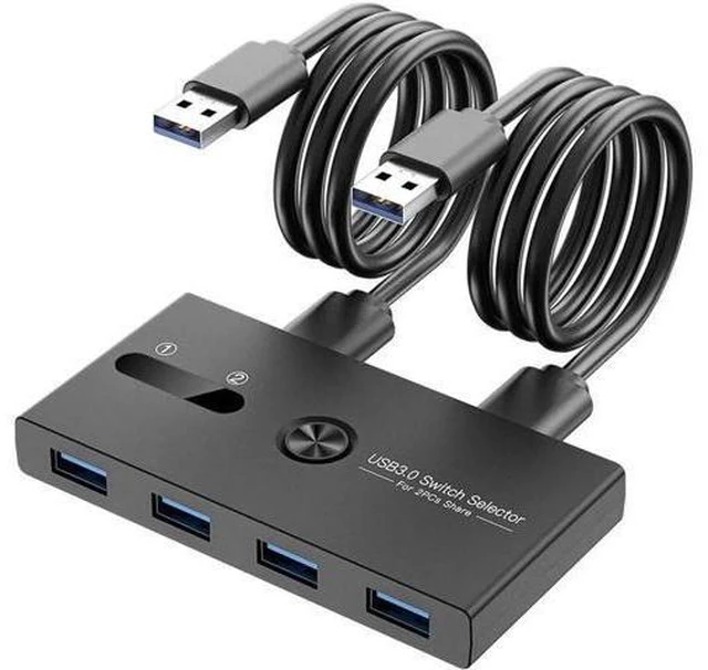 Alt view image 6 of 6 - USB 3.0 Switch 2 in 4 Out KVM Docking Station Printer Sharing Device Monitor Ada
