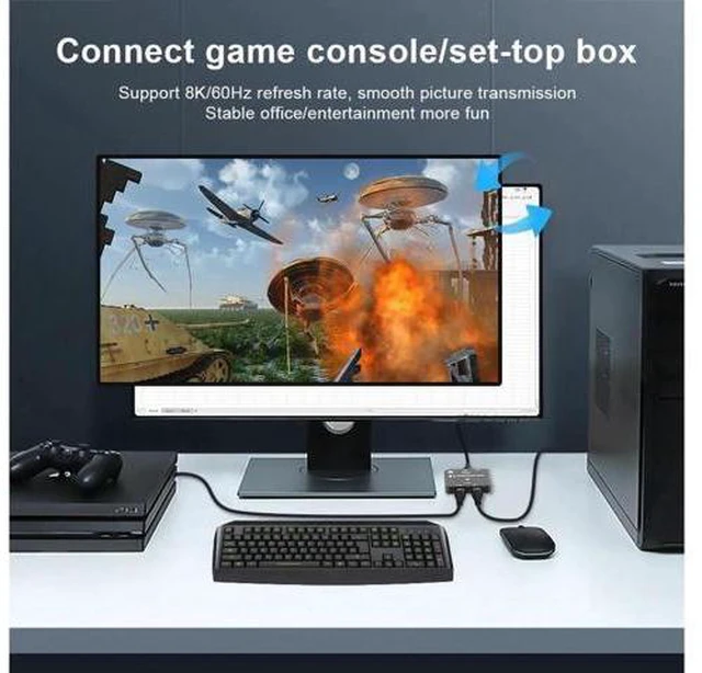 Alt view image 3 of 7 - 8K HD 2.1 Bi-Directional Switch 8K@60Hz 4K@120Hz 1 in 2 out / 2 in 1 out High Sp