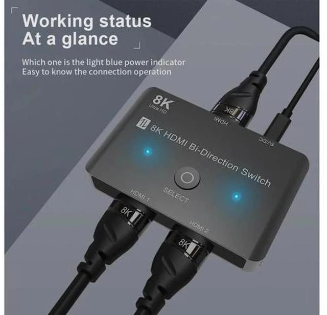 Alt view image 7 of 7 - 8K HD 2.1 Bi-Directional Switch 8K@60Hz 4K@120Hz 1 in 2 out / 2 in 1 out High Sp