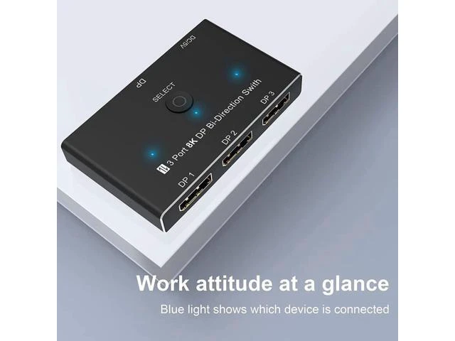 Alt view image 5 of 6 - Port 8K DP 1.4 Switch 3In 1Out 1In 3Out Bi-Direction 8K@30Hz 4K@144Hz Splitter C