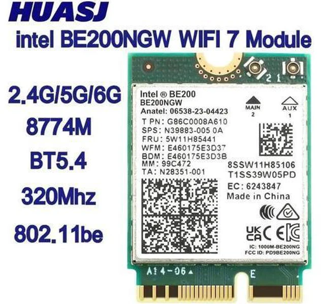 Main image of New Wi-Fi 7 BT 5.4 Intel BE200 WIFI Card BE200NGW 2.4/5/ 6 GHz 5.8 Gbps For Wind