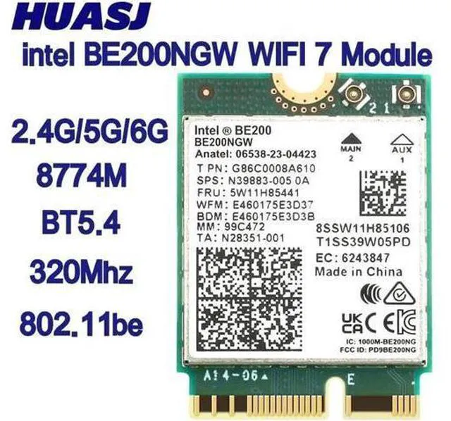 Main image of New Wi-Fi 7 BT 5.4 Intel BE200 WIFI Card BE200NGW 2.4/5/ 6 GHz 5.8 Gbps For Wind