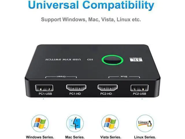 Alt view image 3 of 6 - Switcher Keyboard Mouse Printer KVM Hub Adapter Plug and Play USB Switcher Split