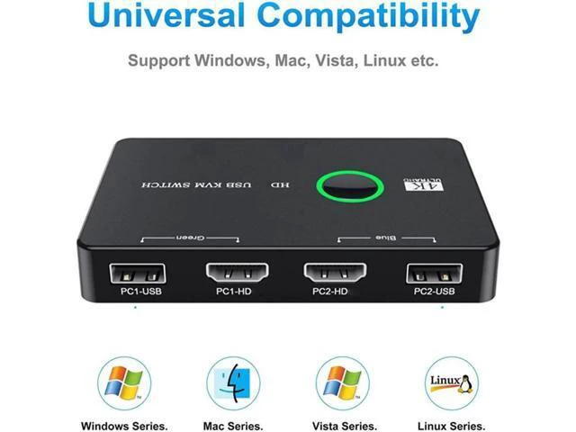 Alt view image 3 of 6 - Switcher Keyboard Mouse Printer KVM Hub Adapter Plug and Play USB Switcher Split