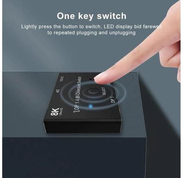Alt view image 3 of 6 - 1.4 Bi-Direction Switch Splitter 1X2 or 2x1 DP 1.4 KVM 8K@30Hz 4K@144Hz for Mult