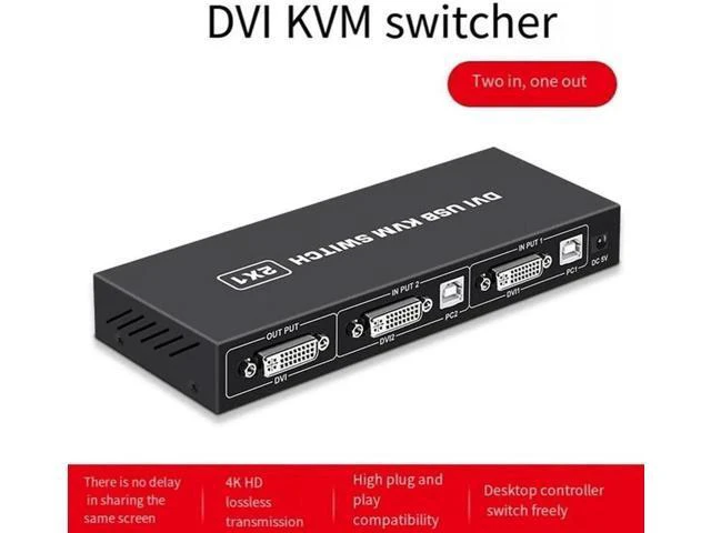 Alt view image 2 of 7 - KVM Switch,KVM Switch 2 in 1 Out for 2 Computers Share Keyboard Mouse and USB 2.