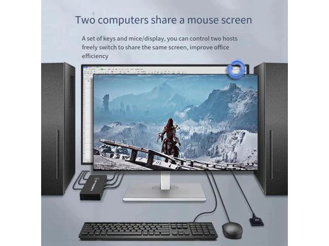 Alt view image 5 of 7 - KVM Switch,KVM Switch 2 in 1 Out for 2 Computers Share Keyboard Mouse and USB 2.