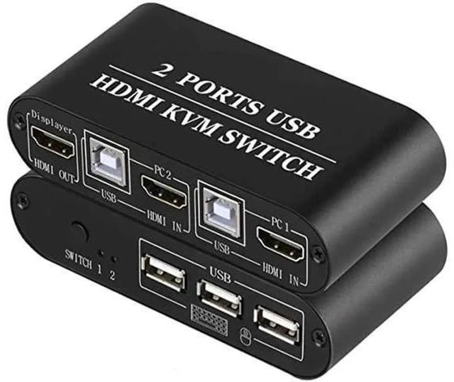 Main image of KVM Switch 2 Port Box Share 2 PCs with One Monitor 4K@30Hz with USB2.0 Support K