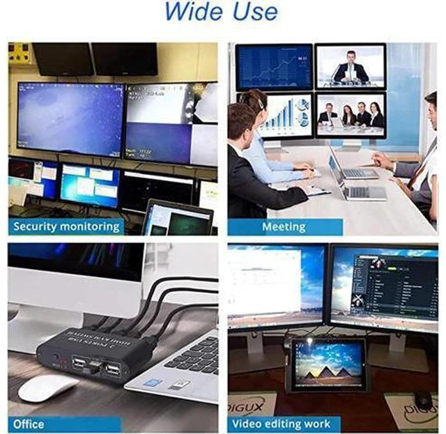 Alt view image 5 of 6 - KVM Switch 2 Port Box Share 2 PCs with One Monitor 4K@30Hz with USB2.0 Support K