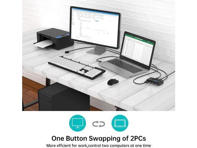 Alt view image 6 of 6 - MT-VIKI USB Switch Selector 2 Computer Share 4 USB Devices USB 2.0 Peripheral Sw