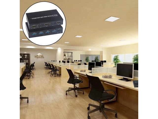 Alt view image 2 of 6 - 2-Port USB KVM 4K Switch Splitter For Shared Monitor Keyboard And Mouse Adaptive