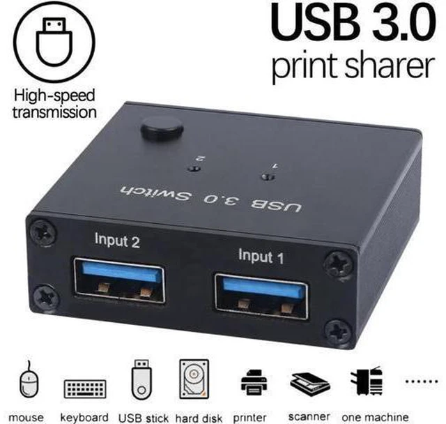 Main image of 2 Ports USB 3.0 Switcher 2 In 1 Out Selector 2 Computers Sharing 1 USB Devices F