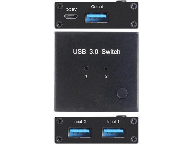 Alt view image 2 of 6 - 2 Ports USB 3.0 Switcher 2 In 1 Out Selector 2 Computers Sharing 1 USB Devices F