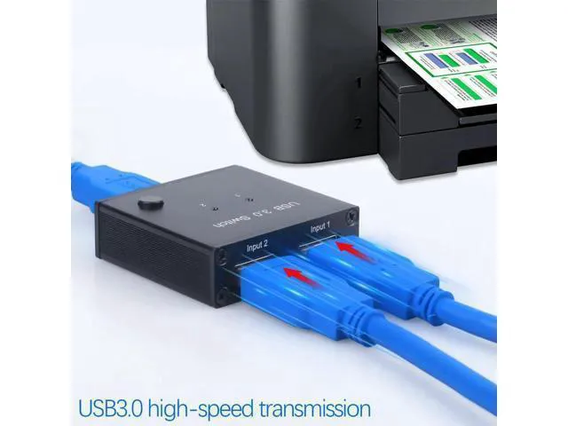 Alt view image 6 of 6 - 2 Ports USB 3.0 Switcher 2 In 1 Out Selector 2 Computers Sharing 1 USB Devices F