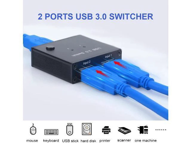 Alt view image 5 of 6 - 2 Ports USB 3.0 Switcher 2 In 1 Out Selector 2 Computers Sharing 1 USB Devices F