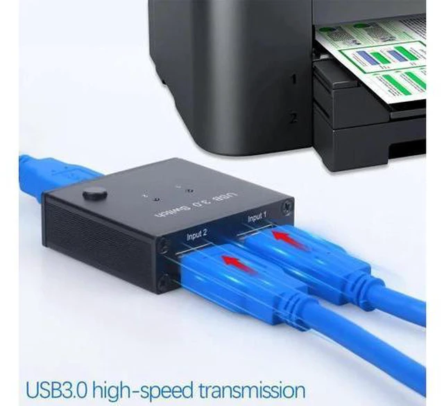 Alt view image 6 of 6 - 2 Ports USB 3.0 Switcher 2 In 1 Out Selector 2 Computers Sharing 1 USB Devices F