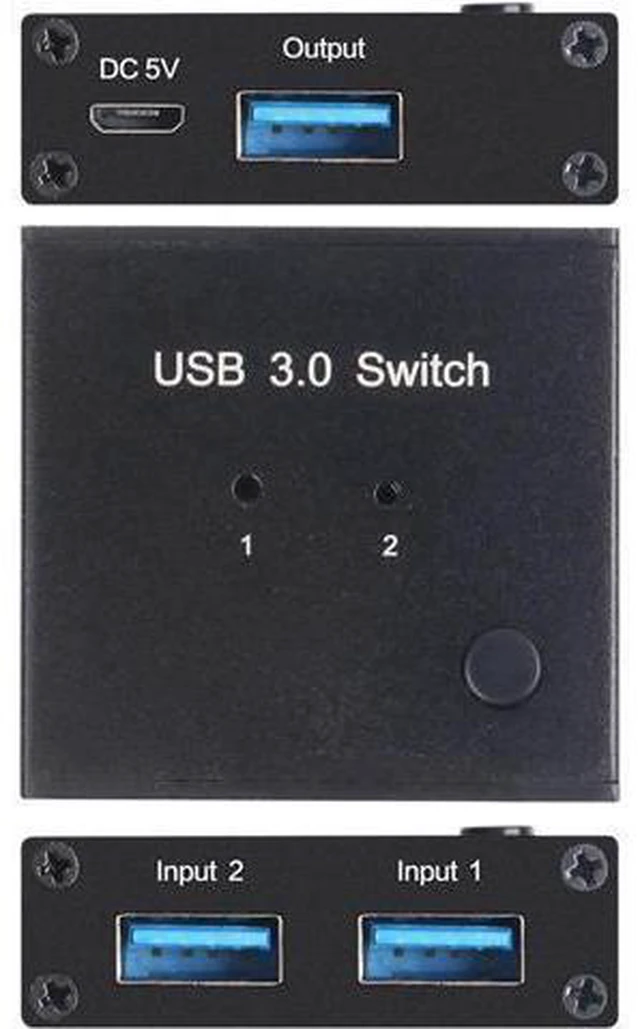Alt view image 2 of 6 - 2 Ports USB 3.0 Switcher 2 In 1 Out Selector 2 Computers Sharing 1 USB Devices F