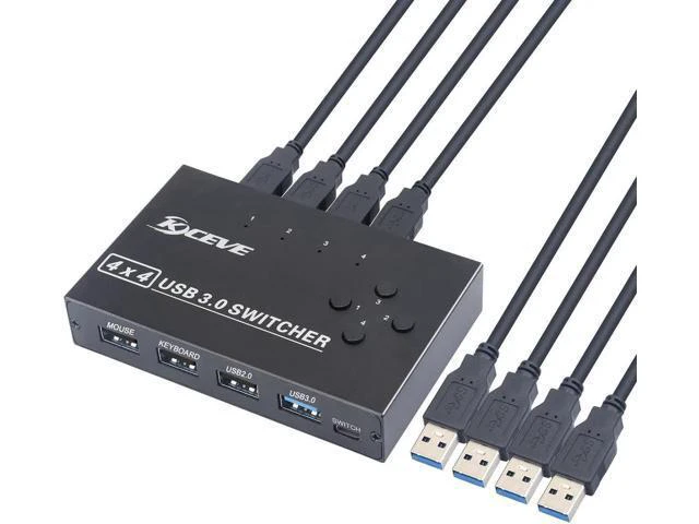 Alt view image 4 of 6 - 4-Port USB3.0 Sharer Switch USB KVM Switcher With controller PC Sharing Splitter