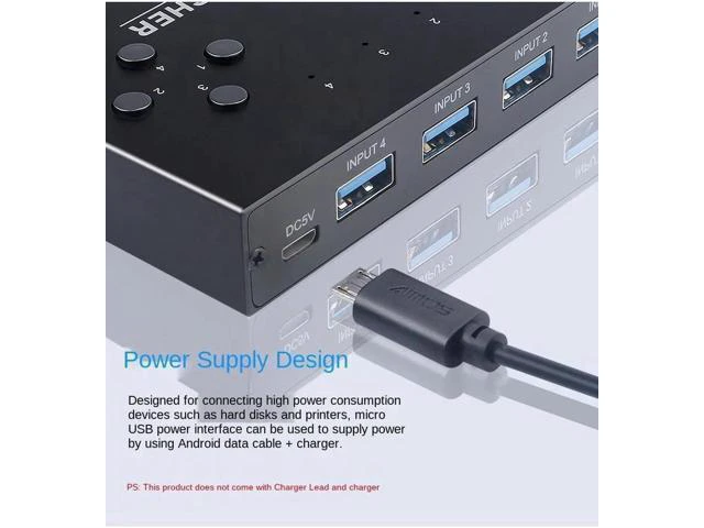 Alt view image 6 of 6 - 4-Port USB3.0 Sharer Switch USB KVM Switcher With controller PC Sharing Splitter