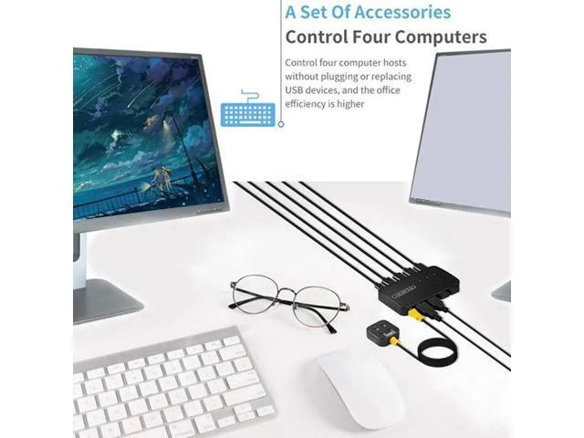Alt view image 3 of 6 - Switch USB Switch Shared Controller Adapter 4 Inputs 4 Outputs For Laptop Comput