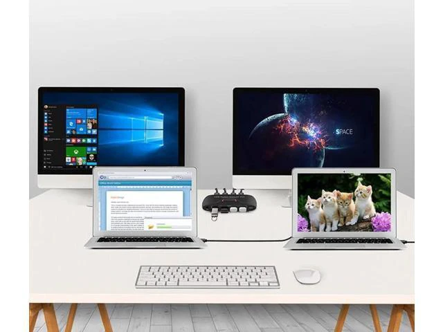 Alt view image 2 of 6 - 4x1 Multiviewer 4 In 4 Out Kvm Switch Computer Sharing Converter Quad Screen Rea