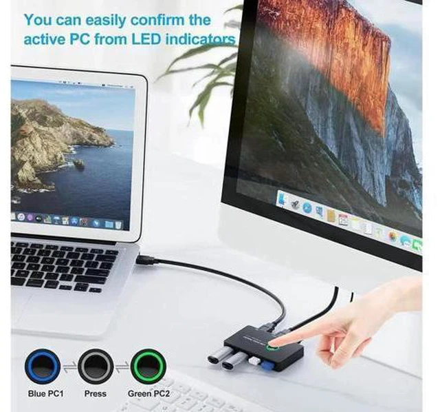 Alt view image 4 of 7 - USB 3.0 Switch Selector, USB3.0 2 in 4 Out for 2 Computers Share 4 Port USB KVM