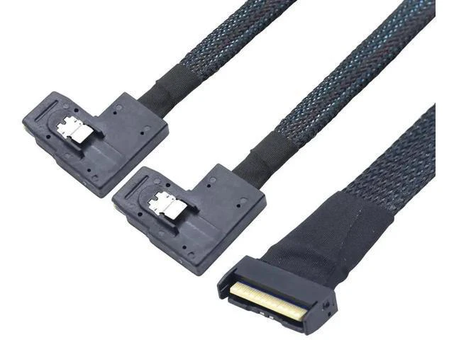 Alt view image 4 of 6 - PCIE Gen5 MCIO 8X 8i to Dual Mini SAS SFF-8087 Right Angle Server Adapter Cable