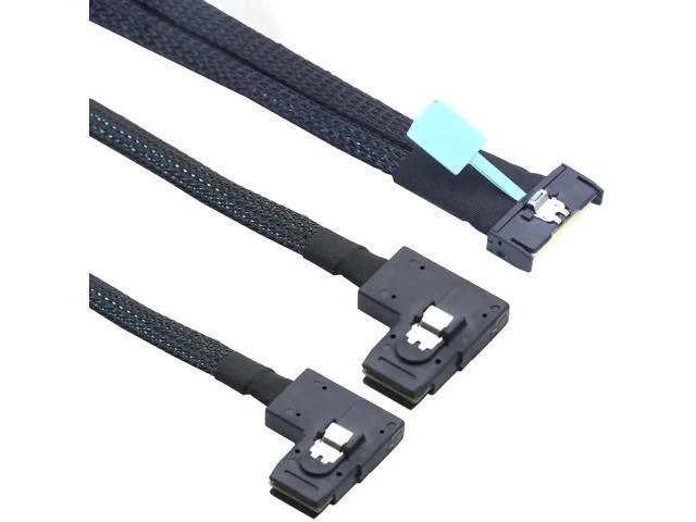 Alt view image 3 of 6 - PCIE Gen5 MCIO 8X 8i to Dual Mini SAS SFF-8087 Right Angle Server Adapter Cable