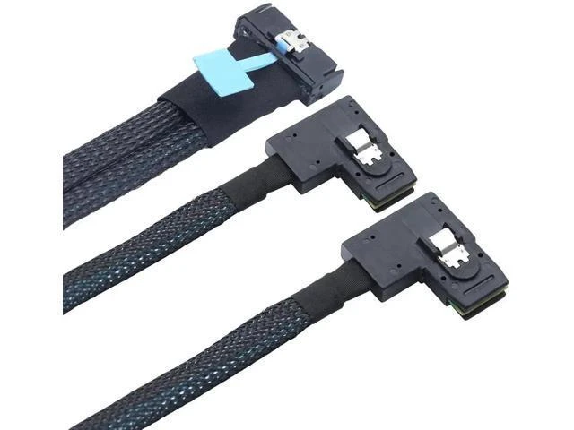 Alt view image 2 of 6 - PCIE Gen5 MCIO 8X 8i to Dual Mini SAS SFF-8087 Right Angle Server Adapter Cable