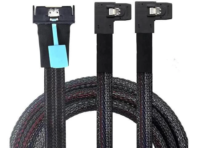 Alt view image 5 of 6 - PCIE Gen5 MCIO 8X 8i to Dual Mini SAS SFF-8087 Right Angle Server Adapter Cable