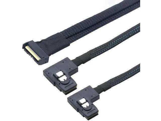 Alt view image 6 of 6 - PCIE Gen5 MCIO 8X 8i to Dual Mini SAS SFF-8087 Right Angle Server Adapter Cable