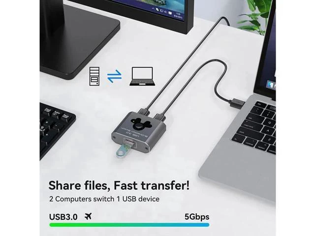 Alt view image 7 of 7 - 2 Port USB 3.0 Switch Bi-Directional KVM Switch USB Switcher 2 in 1 Out / 1 in 2