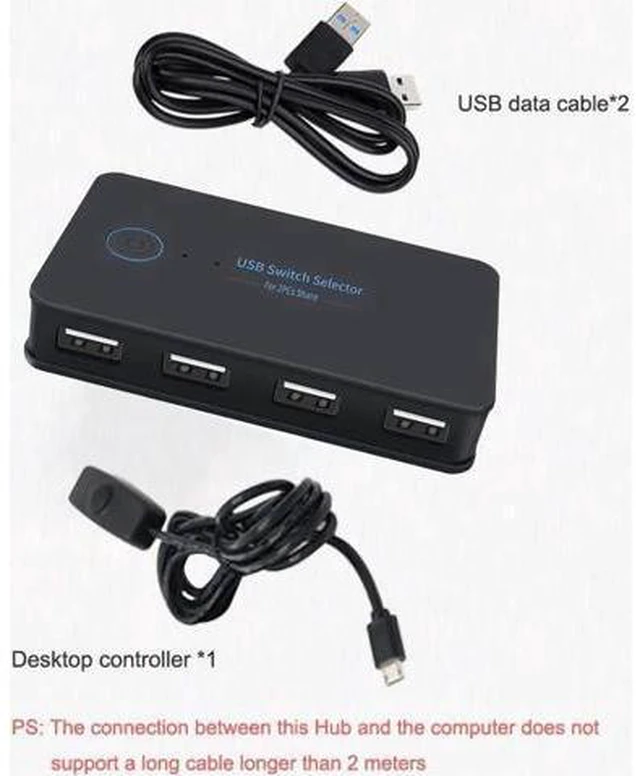 Alt view image 6 of 7 - USB KVM Switch Selector 2 Computers 4-Port USB 2.0 Peripheral Sharing Switch Hub
