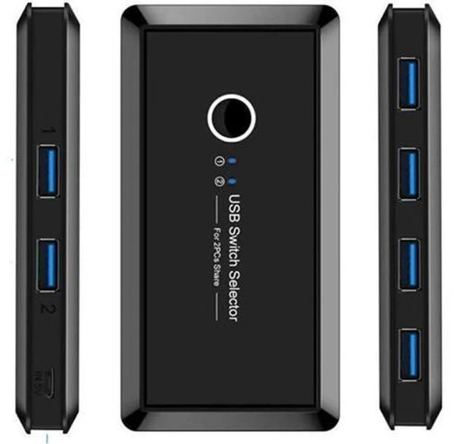 Main image of KVM USB 3.0 Switch Hub Selector 2 PCS Computer Switch Sharing 4 Devices for Keyb