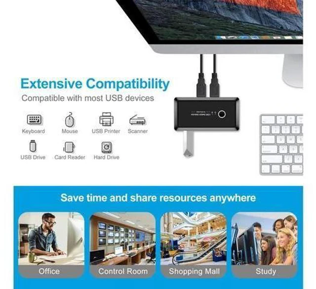 Alt view image 2 of 7 - KVM USB 3.0 Switch Hub Selector 2 PCS Computer Switch Sharing 4 Devices for Keyb