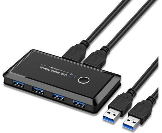 Alt view image 3 of 7 - KVM USB 3.0 Switch Hub Selector 2 PCS Computer Switch Sharing 4 Devices for Keyb
