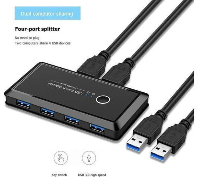 Alt view image 4 of 7 - KVM USB 3.0 Switch Hub Selector 2 PCS Computer Switch Sharing 4 Devices for Keyb