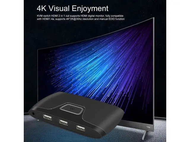 Alt view image 2 of 5 - KVM Switch HD MI 2 Port 4K USB Switch 2 IN 1 OUT Box for 2PC Sharing Printer Key