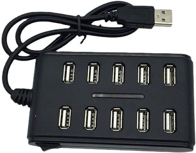 Alt view image 2 of 4 - 10 Port Hub USB 2.0 High Speed Multiple Splitter Adapter Extension Cable for Lap