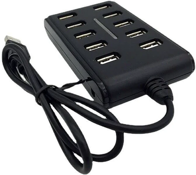 Alt view image 3 of 4 - 10 Port Hub USB 2.0 High Speed Multiple Splitter Adapter Extension Cable for Lap