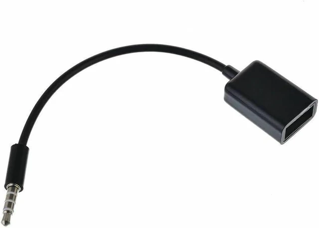 Alt view image 3 of 7 - 3.5mm Male AUX Audio Plug to USB Female Adapter OTG Cable Black 15CM for Devices