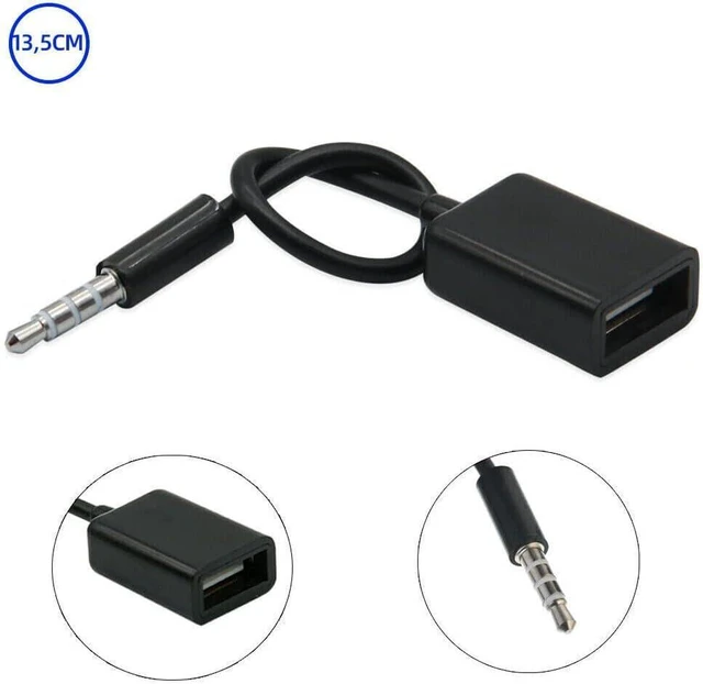 Alt view image 6 of 7 - 3.5mm Male AUX Audio Plug to USB Female Adapter OTG Cable Black 15CM for Devices