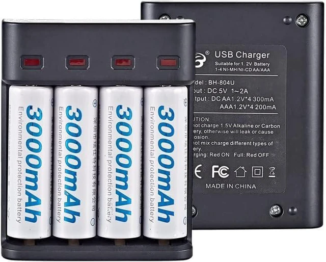 Alt view image 2 of 6 - 4 Slot Battery Charger for AA/AAA Batteries NiMH Battery Charger USB Universal R