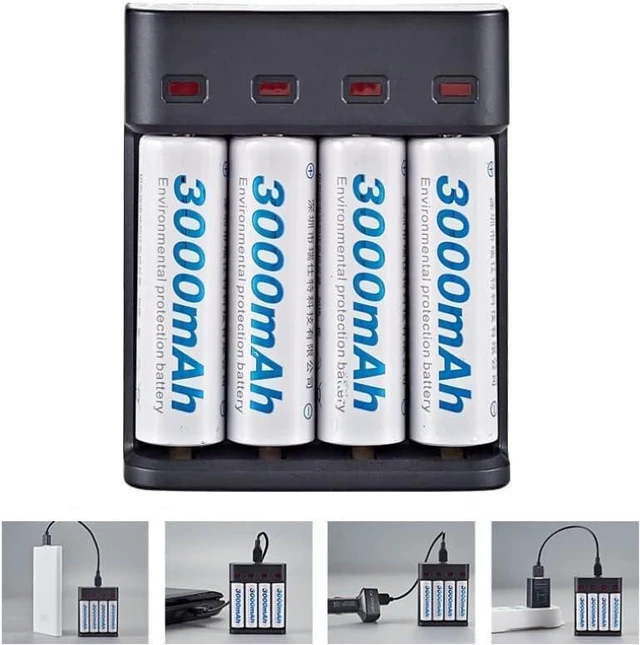 Alt view image 5 of 6 - 4 Slot Battery Charger for AA/AAA Batteries NiMH Battery Charger USB Universal R